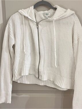 aerie Off-White Knit Zip Hoodie